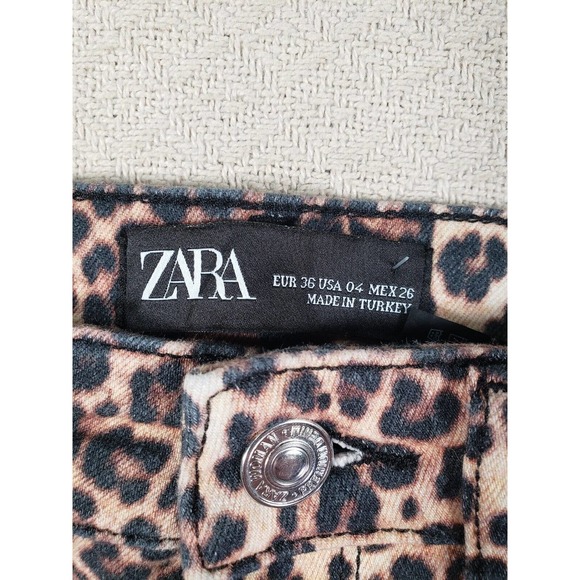 Zara Jeans Womens 4 Multicolor Denim High Rise Cheetah Print Skinny Leg - Picture 7 of 9